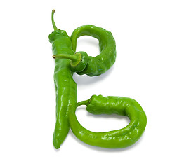 Image showing Letter B composed of green peppers