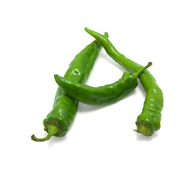 Image showing Letter A composed of green peppers