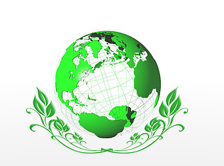 Image showing Green earth globe icon