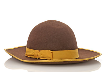 Image showing Scarecrow brown felt hat with with yellow loop