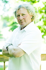 Image showing middle age senior man portrait tennis shirt