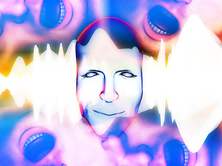 Image showing Face With Mouths And Soundwaves