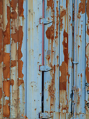 Image showing Rusty Blue Metal Door