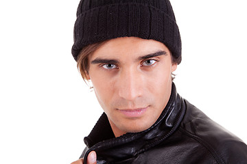 Image showing handsome man with a hood