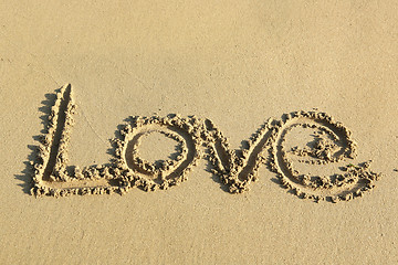 Image showing love on sand