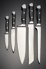 Image showing Set of kitchen knives