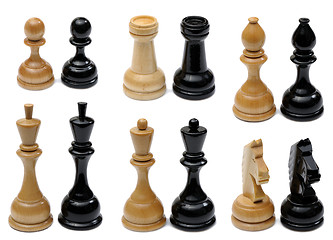 Image showing Set of wooden chess pieces