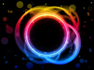 Image showing Rainbow Circle Border with Sparkles and Swirls.