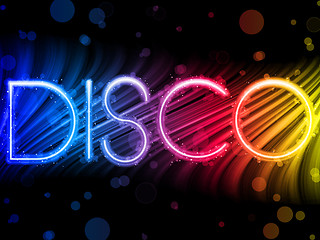 Image showing Disco Abstract Colorful Waves on Black Background