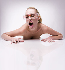Image showing nude model showing her expression 