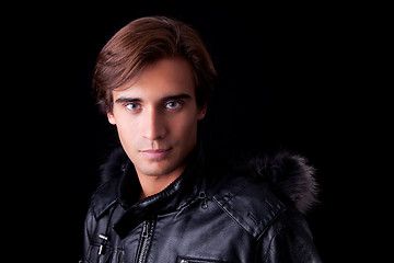 Image showing Portrait of a young man, in autumn/winter clothes, 