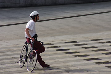 Image showing Biker waiting