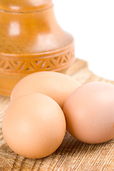 Image showing eggs and wooden box