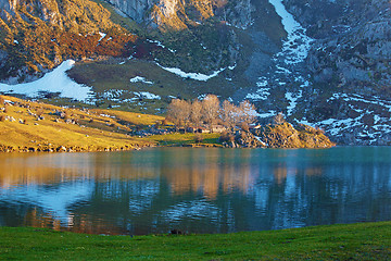 Image showing Stone house in a lake