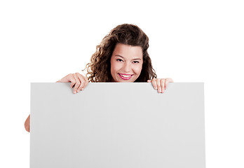 Image showing Girl with a white billboard