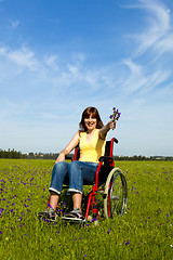 Image showing Handicapped woman on wheelchair