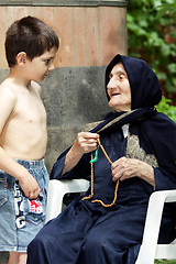 Image showing Boy and granny