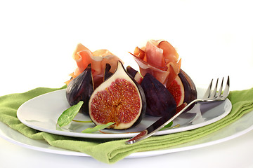 Image showing Figs with ham