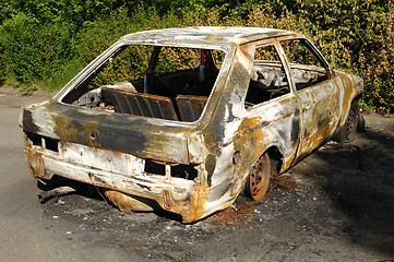 Image showing Burnt car wreck