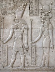 Image showing Horus and Hathor, Temple of Kom Ombo, Egypt