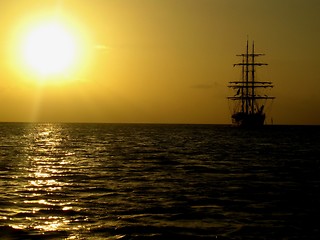 Image showing Sunset with Ship