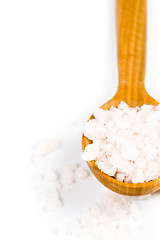 Image showing sea salt on a wooden spoon