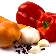 Image showing paprika, onion, carrots and garlic