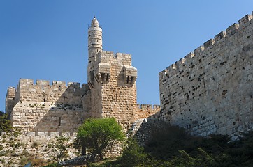 Image showing Ancient citadel and Tower of David in Jerusalem 