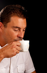 Image showing Drinking coffee