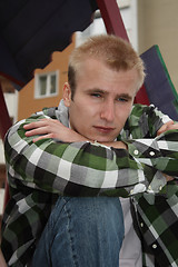 Image showing Sad young blonde man