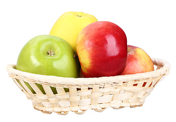 Image showing Four apples in basket