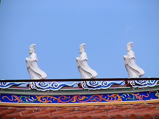 Image showing Monks on the roof