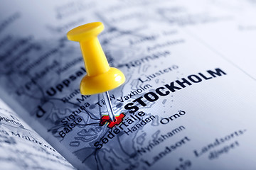 Image showing Thumbtack in a  Map with a Selective Focus