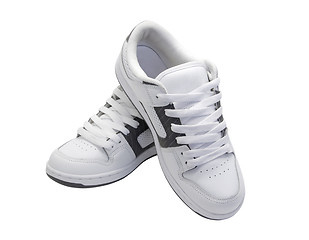 Image showing Pair of white sneakers