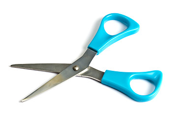 Image showing Blue scissors isolated on white 