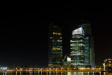 Image showing High-rise buildings at night in Singapore