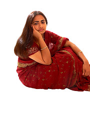 Image showing Indian lady in red dress.