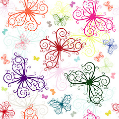 Image showing Repeating white pattern with butterflies 