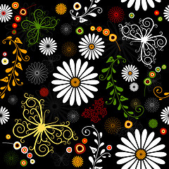 Image showing Repeating floral black pattern
