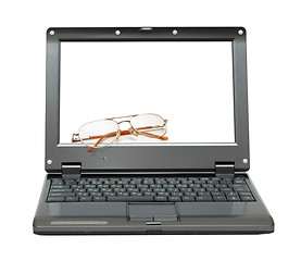 Image showing laptop with eyeglasses