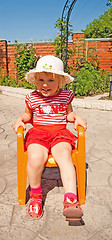 Image showing Portrait of a young girl in a white hat