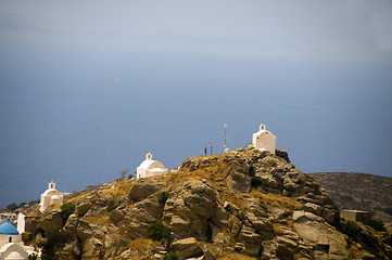 Image showing churches  mountain Ios Cyclades island Greece