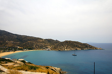 Image showing landscape Mylopotas beach Mediterranean  Ios island Cyclades Gre