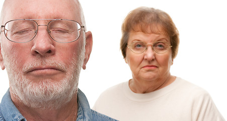 Image showing Concerned Senior Couple on White