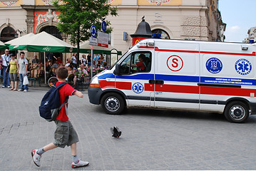 Image showing ambulance to the Main Market Square in Cracow