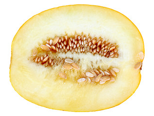 Image showing Single cross ripe yellow melon