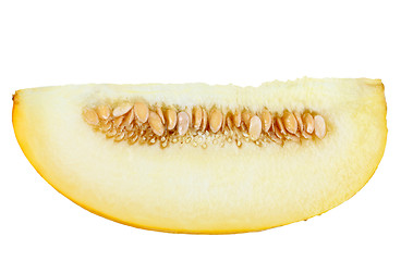 Image showing Single slice of ripe yellow melon