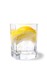 Image showing soda water and lemon slices