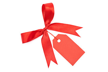 Image showing Red bow with tag 