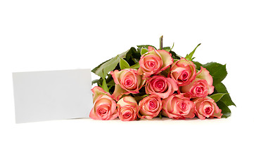 Image showing Roses with gift card